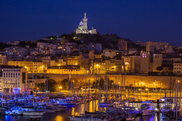 Naklejka premium Old Port and Basilica of Notre Dame - Marseille France