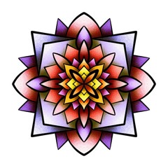 Colorful mandala illustration. Symmetry art. Zen meditation ornament. Chakra symbol