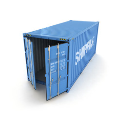 Open Shipping Container on a White (3d illustration)