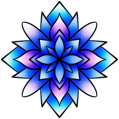 Colorful mandala illustration. Symmetry art. Zen meditation ornament. Chakra symbol