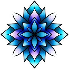 Colorful mandala illustration. Symmetry art. Zen meditation ornament. Chakra symbol