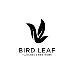 Fototapeta na wymiar Creative modern illustration animal bird with leaf wing logo template vector icon