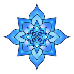 Colorful mandala illustration. Symmetry art. Zen meditation ornament. Chakra symbol