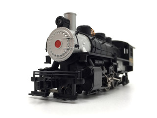 Fototapeta premium Isolated model of a black and silver locomotive