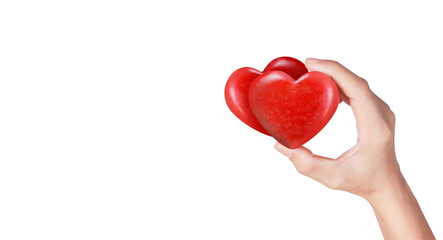 Hands holding red heart, heart health, and donation concepts