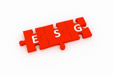 ESG puzzle concept white background 3D render illustration