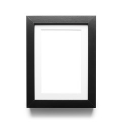Black vertical empty frame, isolated on white background