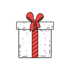Vector Hand drawn gift boxeisolated on white. Happy birthday, or Valentine Day package.