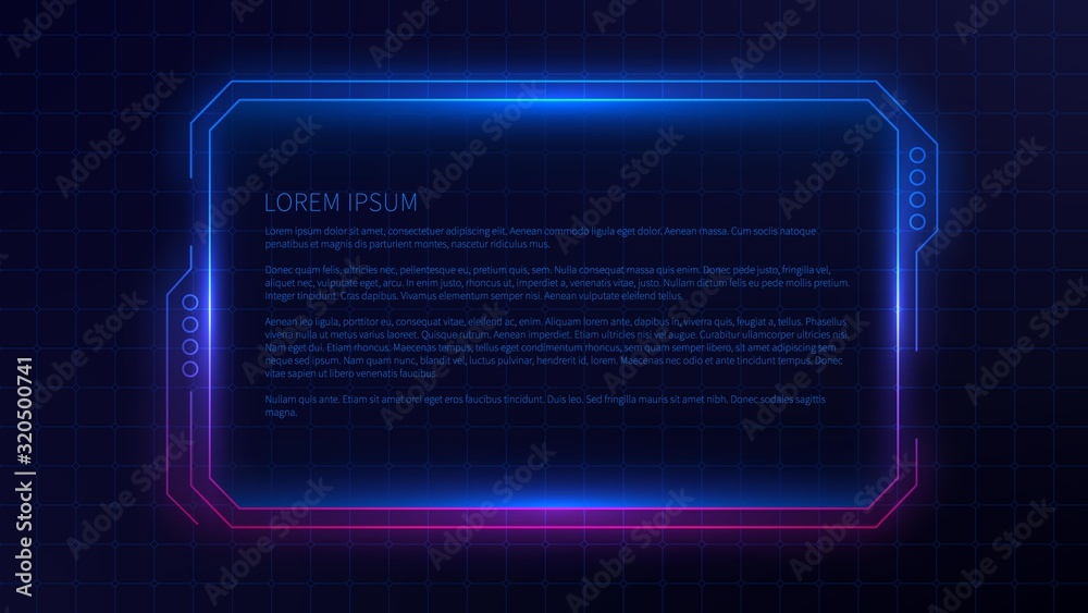 Poster Futuristic frame template design for interface. Abstract glowing conceptual layout for ui, apps and game.