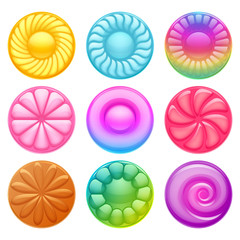 Colorful hard candies sweets icons vector illustration.