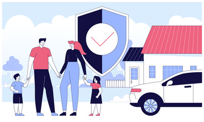 Insurance policy services. Vector security concept