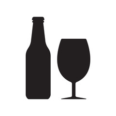 Beer bottle icon. Alcohol drink silhouette. Vector illustration.