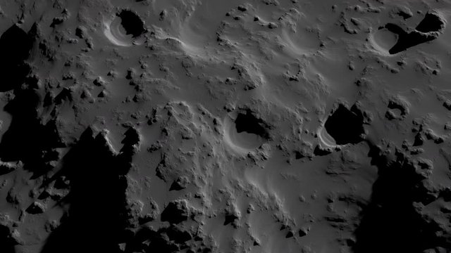 Realistic Moon or Luna surface with craters. Close up view from space. 4K 3D Render Animation. Moon rotation with light changing effect. Night to day transition on the Moon. Natural Earth satellite