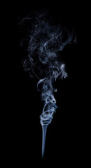 Photo of real white smoke on black background