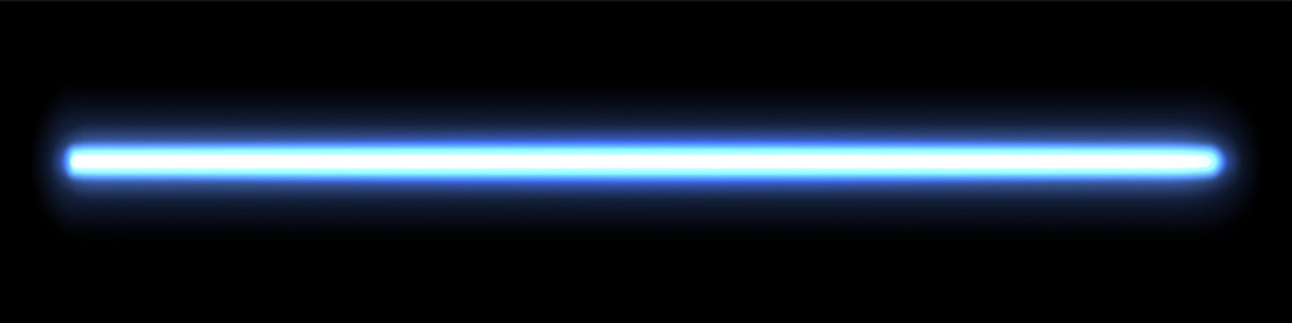 Neon glow stick. Blue laser ray. Fluorescent light ray.
