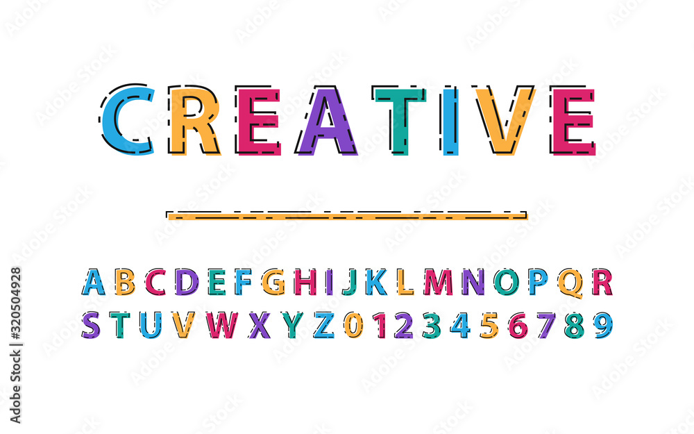 Fototapete alphabet letters font and number. design and creative font and alphabet. vector illustraion.