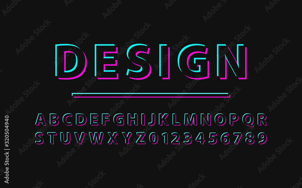 Fototapete alphabet letters font and number. design and creative font and alphabet. vector illustraion.