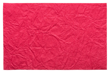 Isolated crumpled sheet paper in new lush pink color.