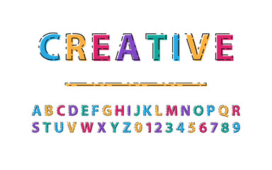 Alphabet letters Font and number. Design and creative font and alphabet. Vector illustraion.