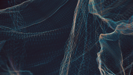 Abstract plexus background, gray and blue tones, science and research concept background and texture