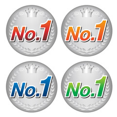 No.1としてアイキャッチに使える高級なイメージの銀の月桂樹、フレーム、王冠ベクター素材