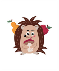 Cute isolated hedgehog on a white background.