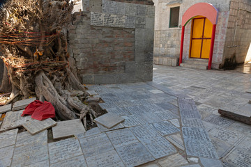 Names on Tiles inside Vrindavan Temple, Mathura district of Uttar Pradesh, India