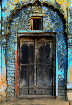 Rustic Door At Mathura District Of Uttar Pradesh, India