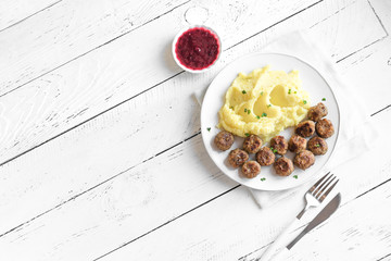Swedish meatballs with mashed potato
