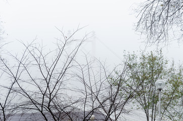 Fototapeta na wymiar Orenburg city fog