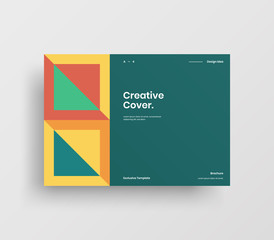 Creative business presentation vector A4 horizontal orientation front page mock up. Modern corporate report cover abstract geometric illustration design layout. Company identity brochure template.