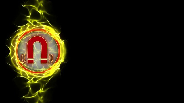 Strong Magnetic Field, Danger Symbols Animation, Rendering, Background, Loop, 4k