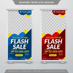 set of stand banner template design with simple layout and abstract style use for business presentation and promotion kit 