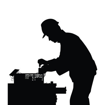 recommend clip art: Electric technician silhouette vector