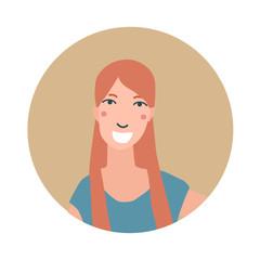 Colourful female face circle in flat style