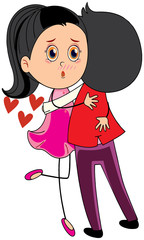 A girl hug to a boy with lot of love and affection