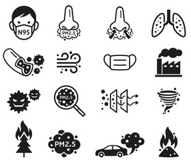 Micro dust pm 2.5 icons. Vector illustrations.