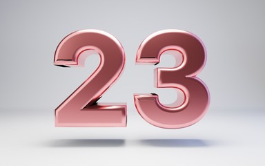 Rose Gold number 23 isolated on white background