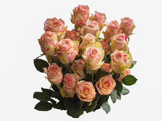 Splendid bouquet of roses isolated on the white background