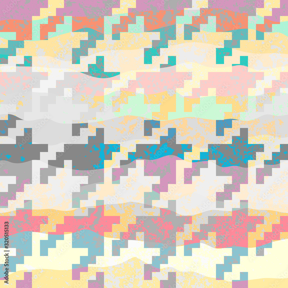 Poster seamless geometric pattern. classic hounds-tooth pattern in geometric collage style with grunge effe
