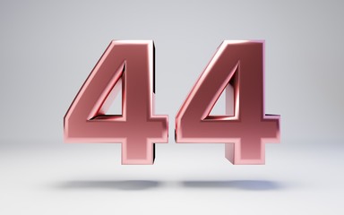 Rose Gold number 44 isolated on white background