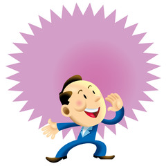 Business man shout about the discount promotion during the opening celebration