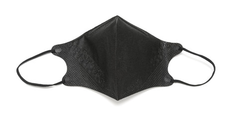 brand new black medical face mask on white background