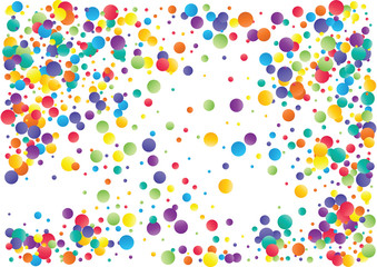 Festive color round confetti background. Abstract frame confetti texture for holiday, postcard, poster, website, carnivals, birthday and children's parties. Cover confetti mock-up. Wedding card layout