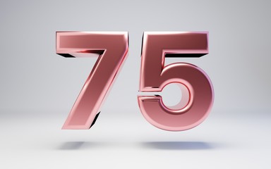 Rose Gold number 75 isolated on white background