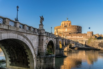 Famous italia fortress Saint Angel castle in Rome in Italy.