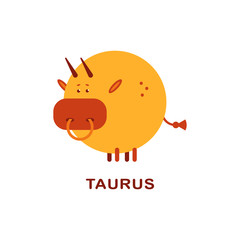 Taurus cute zodiac sign vector cartoon character isolated on a white background.