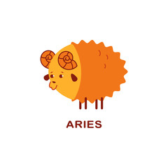 Aries cute zodiac sign vector cartoon character isolated on a white background.
