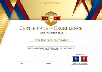 Obraz premium Certificate template in sport theme with border frame, Diploma design