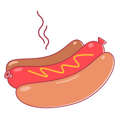 Hot dog vector cartoon illustration isolated on a white background.